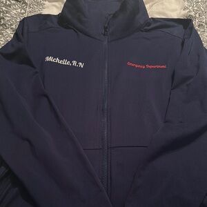 “Michelle” RN Emergency Dept Navy Blue Zip-Up Jacket Sz 3XL